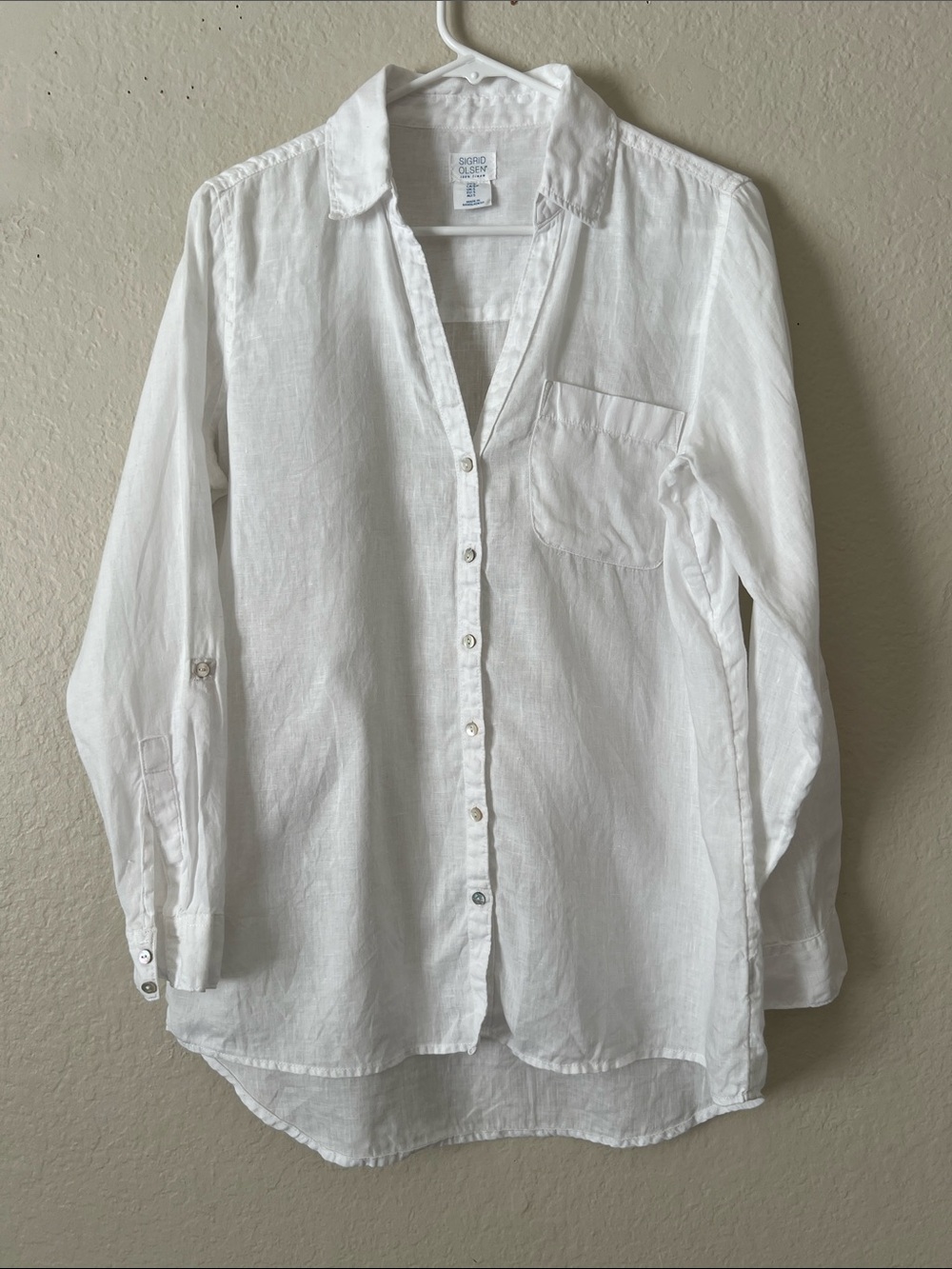 NWOT SIGRID OLSEN 100% Linen Button Down Shirt Size S